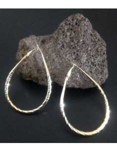 Boucles d'oreilles créoles fantaisie ovales texturées 7 cm