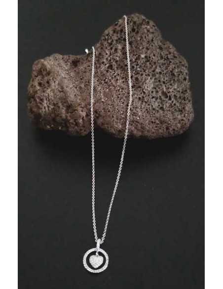 Collier pendentif coeur dans anneau serti de zirconiums