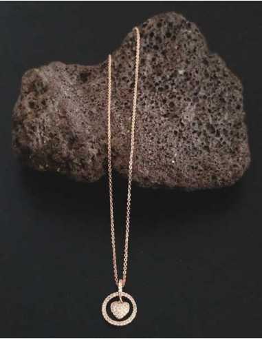 Collier pendentif coeur dans anneau serti de zirconiums