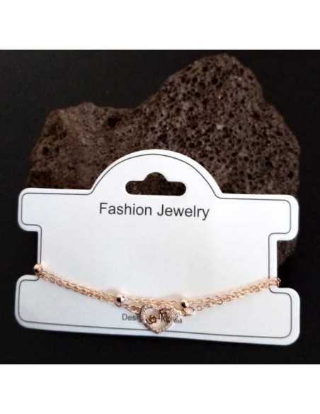 Bracelet fantaisie pendentif coeur love et zircon