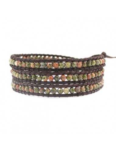 Bracelet unakite multi-tours pierres naturelles 4 mm