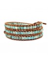 Bracelet amazonite multi-tours pierres naturelles 5 mm