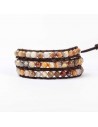 Bracelet agate marron multi-tours pierres naturelles 7 mm
