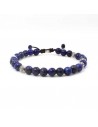 Bracelet ajustable lapis-lazuli pierres boules 7 mm