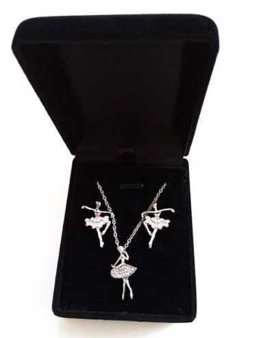 Parure en coffret collier pendentif danseuse sertie + BO