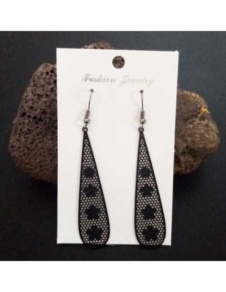 Boucles d'oreilles gouttes pendantes fines filigranes motif fleurs