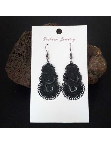 Boucles d'oreilles rondes mandalas superposés filigranes