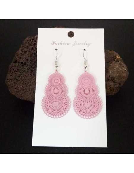Boucles d'oreilles rondes mandalas superposés filigranes