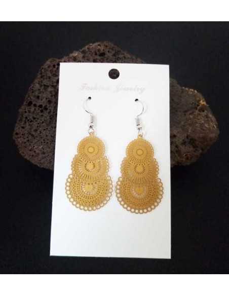 Boucles d'oreilles rondes mandalas superposés filigranes