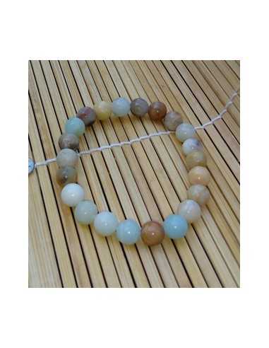 Bracelet Amazonite pierre naturelle perles rondes 1 cm