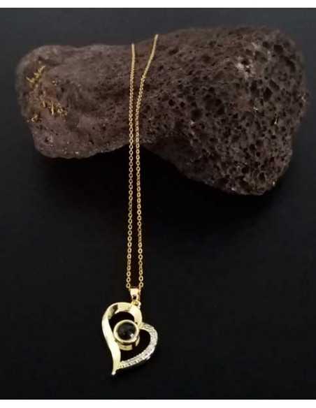 Collier acier inoxydable pendentif coeur avec message d'amour caché