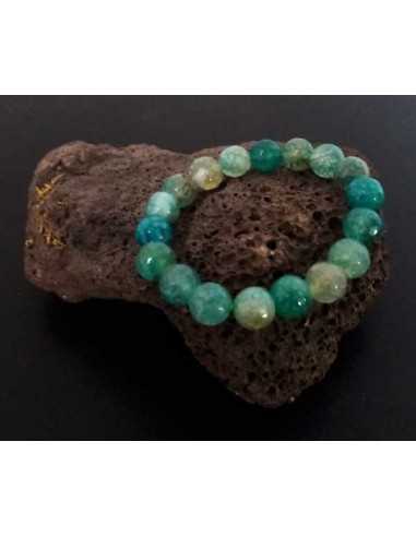 Bracelet agate bleu turquoise facetté boules 10 mm