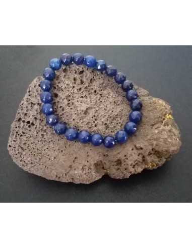 Bracelet agate bleue pierres boules facettées 8 mm