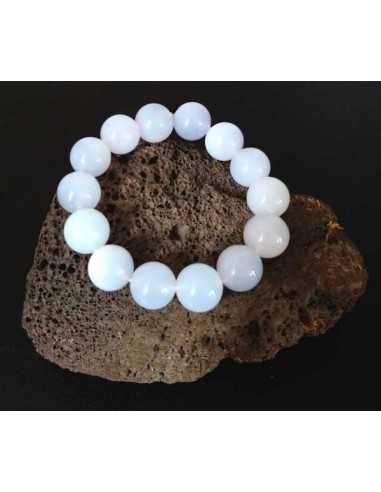 Bracelet homme pierre naturelle calcédoine boules 15 mm