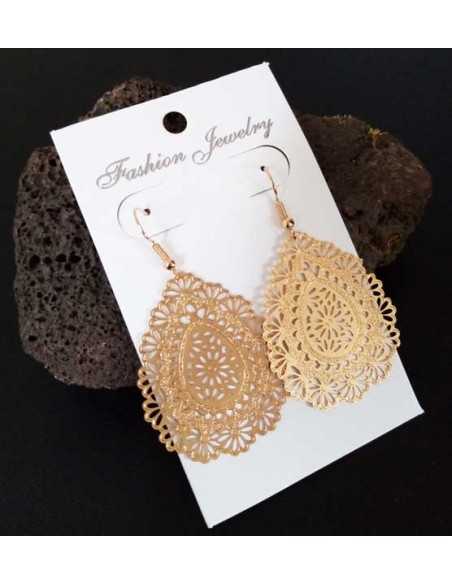 Boucles d'oreilles gouttes fantaisie motif oriental