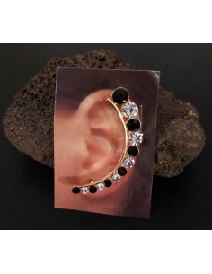 Bijoux d'oreilles motif perles bicolore strass dégradées noir/blanc