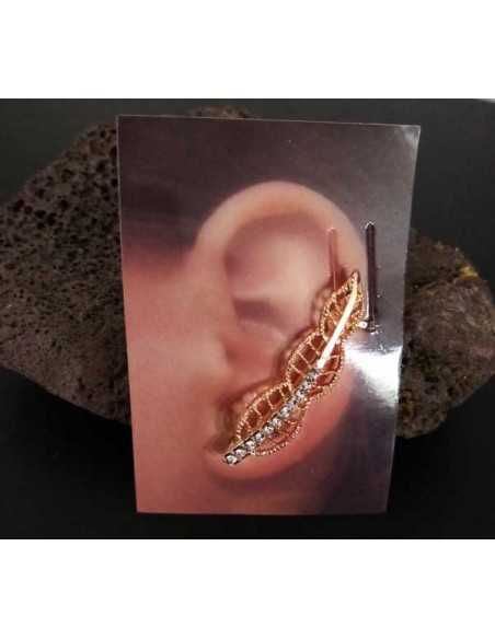 Bijoux d'oreilles motif triples feuilles filigranes serties