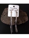 Boucles d'oreilles pendantes noeud zirconium et chainettes