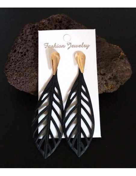 Boucles d'oreilles feuilles pendantes texturées