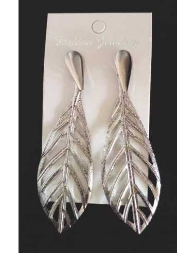 Boucles d'oreilles feuilles pendantes texturées