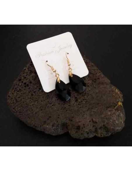 Boucles d'oreilles gouttes facettées verre noires