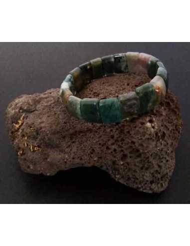 Bracelet agate indienne pierres carrées bombées