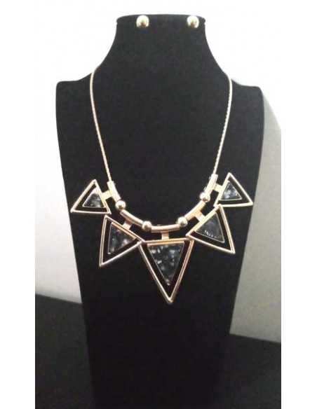 Parure collier ethnique triangles et boucles d'oreilles