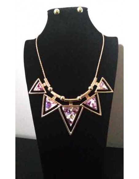 Parure collier ethnique triangles et boucles d'oreilles