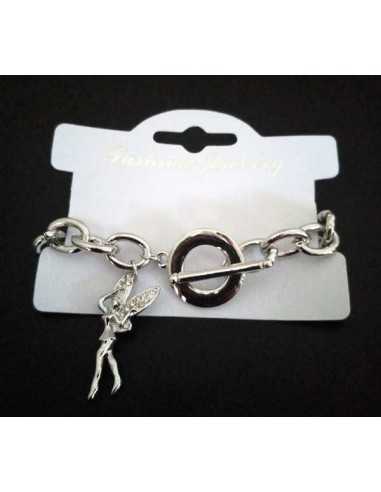 Bracelet grosse maille souple pendentif fée