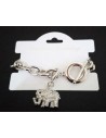 Bracelet grosse maille souple pendentif éléphant serti