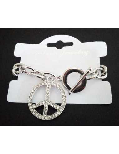 Bracelet grosse maille souple pendentif hippie serti