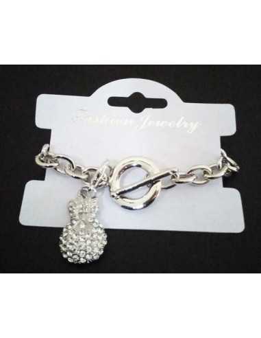 Bracelet grosse maille souple pendentif sac