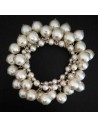 Bracelet perles blanches pampilles sur deux rangs