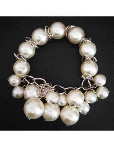 Bracelet perles blanches pampilles fantaisie et tendance