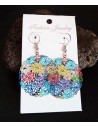 Boucles d'oreilles rondes filigranes motif fleurs colorées
