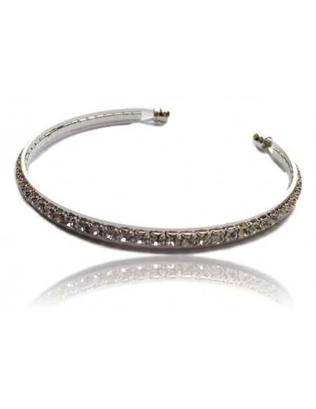 Bracelet manchette ouverte 1 rangée de strass