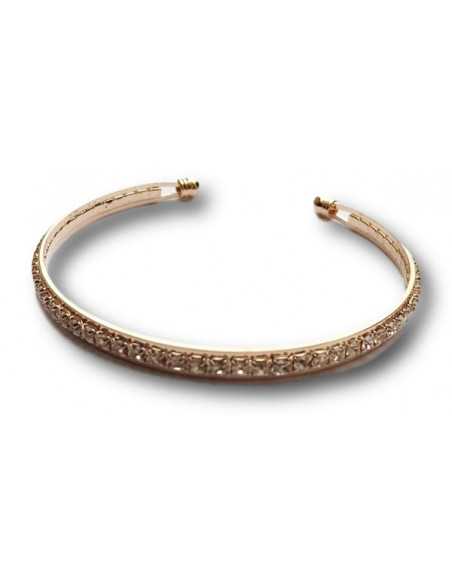 Bracelet manchette ouverte 1 rangée de strass