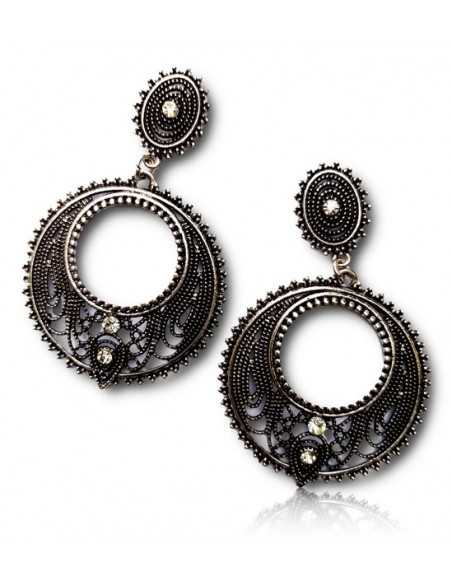 Créoles vintage pendantes avec motifs et strass
