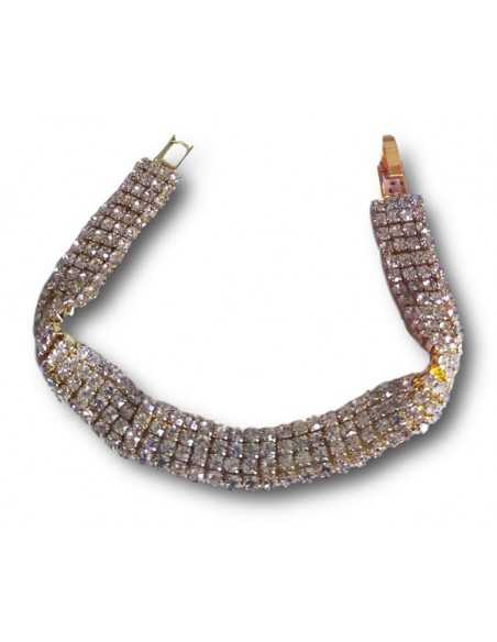 Bracelet souple 4 rangées de strass