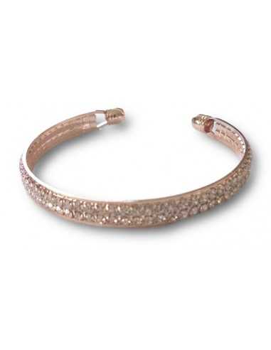 Bracelet manchette ouverte 2 rangées de strass