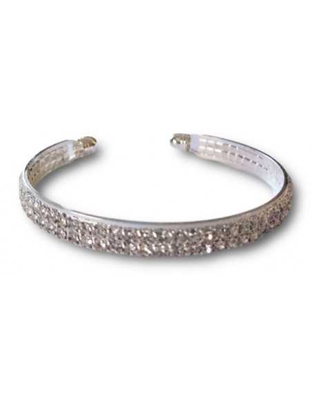 Bracelet manchette ouverte 2 rangées de strass