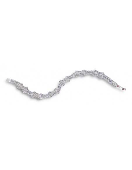 Bracelet manchette fin souple motif noeuds avec strass