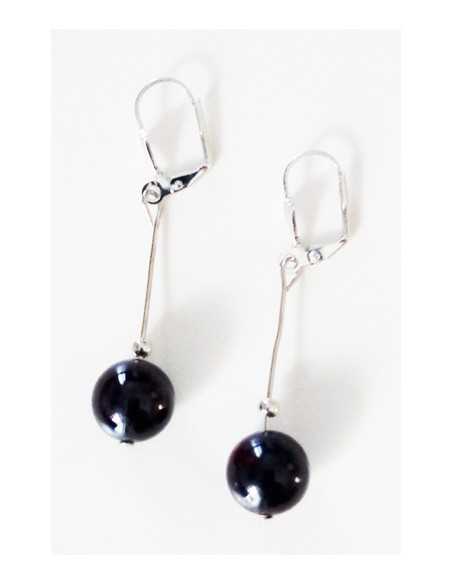 Boucles d'oreilles grenat boules pendantes 4 cm