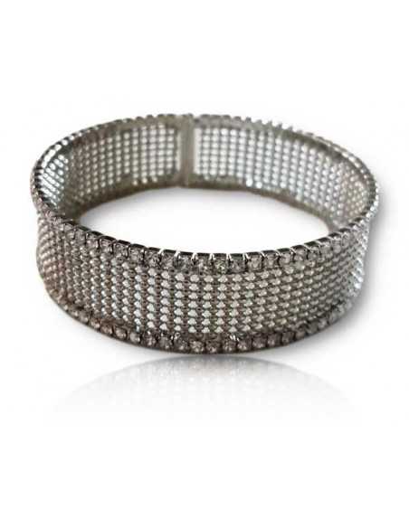 Bracelet manchette souple fin serti de strass