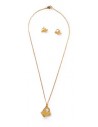 Parure acier collier pendentif chat + boucles