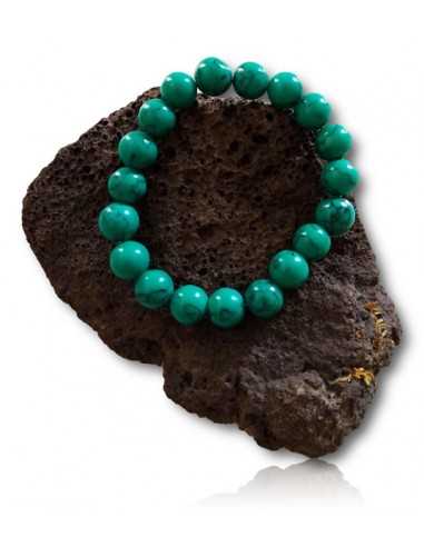 Bracelet turquoise verte véritable pierres boules 10 mm