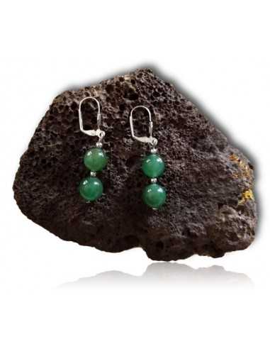 Boucles d'oreilles pierre aventurine boules