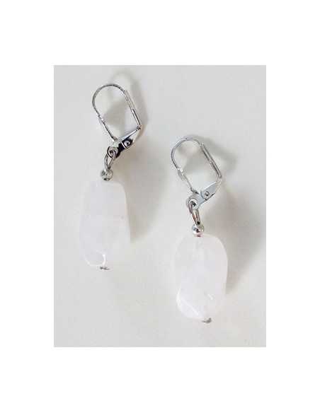 Boucles d'oreilles quartz rose pierres cubiques