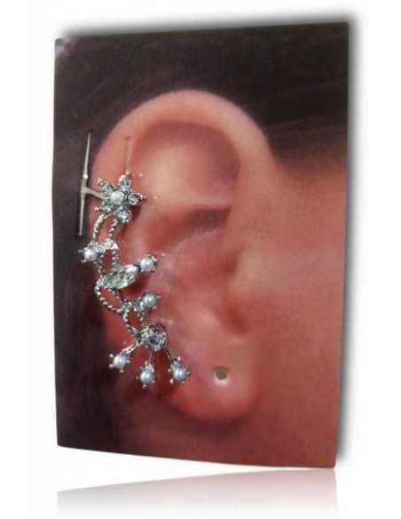 Bijoux d'oreilles motifs fleurs avec perles et strass