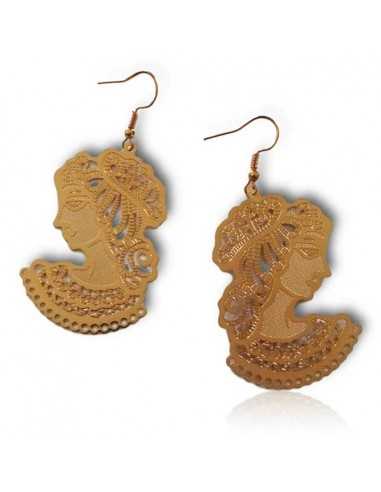 Boucles d'oreilles pendantes motif femme boheme ethnique
